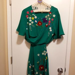 Embroidered Green Dress with Colorful Flower ASOS 10